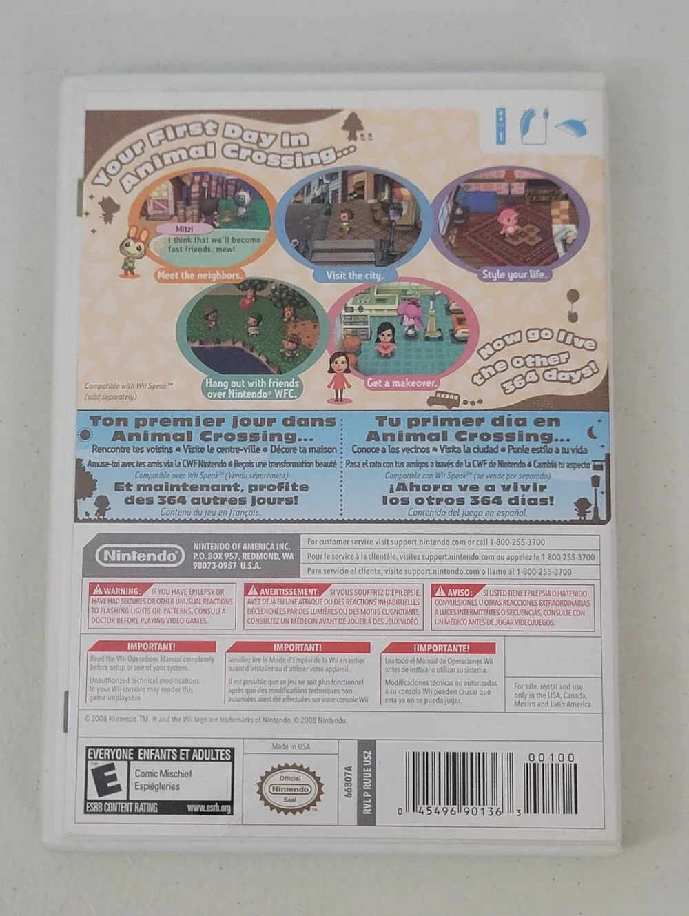 Animal Crossing City Folk Nintendo Wii Game Complete 2008